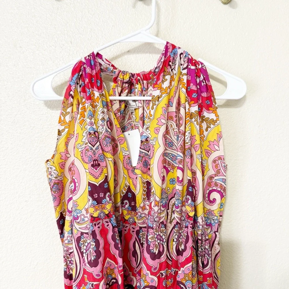 NWT Mille Marilyn Oversized Flowy Paisley Floral Belted Dress in Zanzibar XXS - Picture 9 of 10